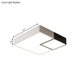Simple Metal Square Flush Mount Led Ceiling Light Fixture For Living Room In Warm/White -