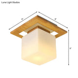 Simple Opal Glass Square/Cylinder Flush Mount Light Ceiling Fixture In White