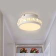 Simple Round Corridor Ceiling Lamp With Beveled Crystal Led Flush Mount Light White