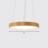 Simple Round Led Pendant Lamp In Metal And Light Wood Chandelier Ideal For Meeting Rooms / 16 Third