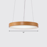 Simple Round Led Pendant Lamp In Metal And Light Wood Chandelier Ideal For Meeting Rooms / 16 White