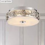 Simple Silver Crystal Flushmount With 4 Lights - Ideal For Bedrooms