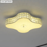 Simple Silver Flush Mount Led Ceiling Light With K9 Crystal For Starfish Bedroom - Available In 3