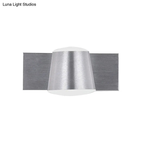 Simple Silver Wall Sconce With Tapered Design And Warm/White Light - 1/2/3 Heads