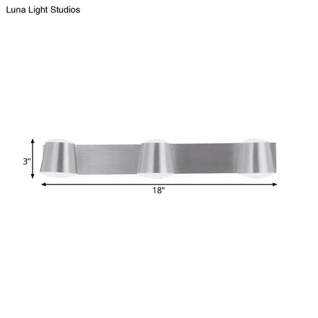 Simple Silver Wall Sconce With Tapered Design And Warm/White Light - 1/2/3 Heads