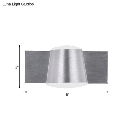 Simple Silver Wall Sconce With Tapered Design And Warm/White Light - 1/2/3 Heads