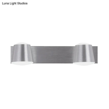 Simple Silver Wall Sconce With Tapered Design And Warm/White Light - 1/2/3 Heads