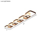 Simple Square Flush Mount Ceiling Lamp - Brown/Warm White 2/3/4 Heads Ideal For Hallways