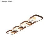 Simple Square Flush Mount Ceiling Lamp - Brown/Warm White 2/3/4 Heads Ideal For Hallways