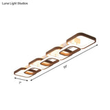 Simple Square Flush Mount Ceiling Lamp - Brown/Warm White 2/3/4 Heads Ideal For Hallways