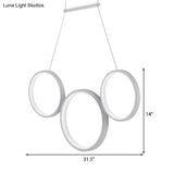 Simple Style Acrylic Multi-Ring Chandelier Lamp With 3/5 Lights - White/Coffee Hanging Light