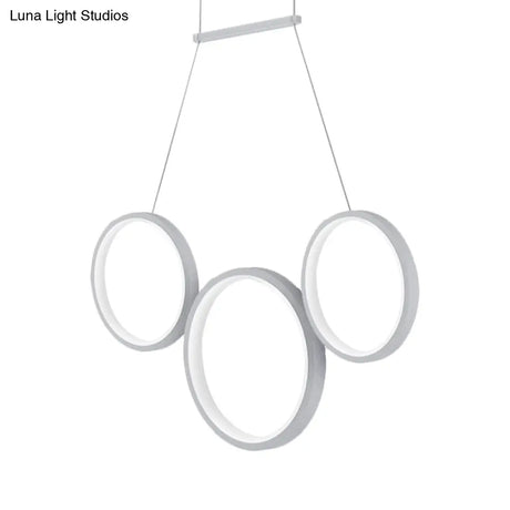 Simple Style Acrylic Multi-Ring Chandelier Lamp With 3/5 Lights - White/Coffee Hanging Light
