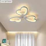 Simple Style Acrylic White Flower Flush Mount Light With Led For Bedroom Ceiling - Warm/White
