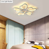 Simple Style Acrylic White Flower Flush Mount Light With Led For Bedroom Ceiling - Warm/White