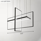 Simple Style Black Metal Rectangle Led Island Light - Warm/White/Natural Options 23.5/31.5/38 Wide
