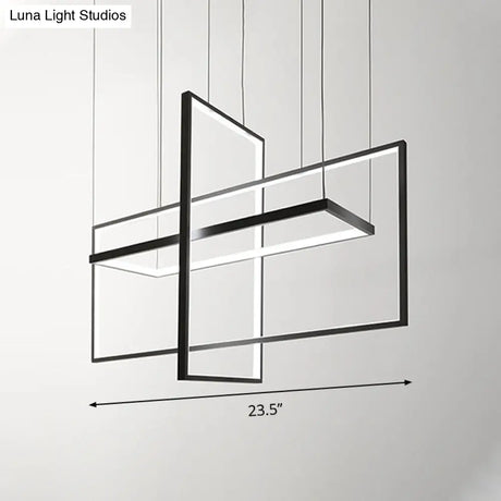 Simple Style Black Metal Rectangle Led Island Light - Warm/White/Natural Options 23.5/31.5/38 Wide