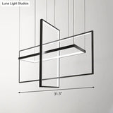 Simple Style Black Metal Rectangle Led Island Light - Warm/White/Natural Options 23.5/31.5/38 Wide