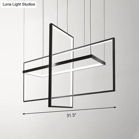 Simple Style Black Metal Rectangle Led Island Light - Warm/White/Natural Options 23.5/31.5/38 Wide