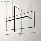 Simple Style Black Metal Rectangle Led Island Light - Warm/White/Natural Options 23.5/31.5/38 Wide
