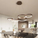Simple Style Coffee Circle Pendant Light: Acrylic Led Chandelier In Warm/White Light - Stunning
