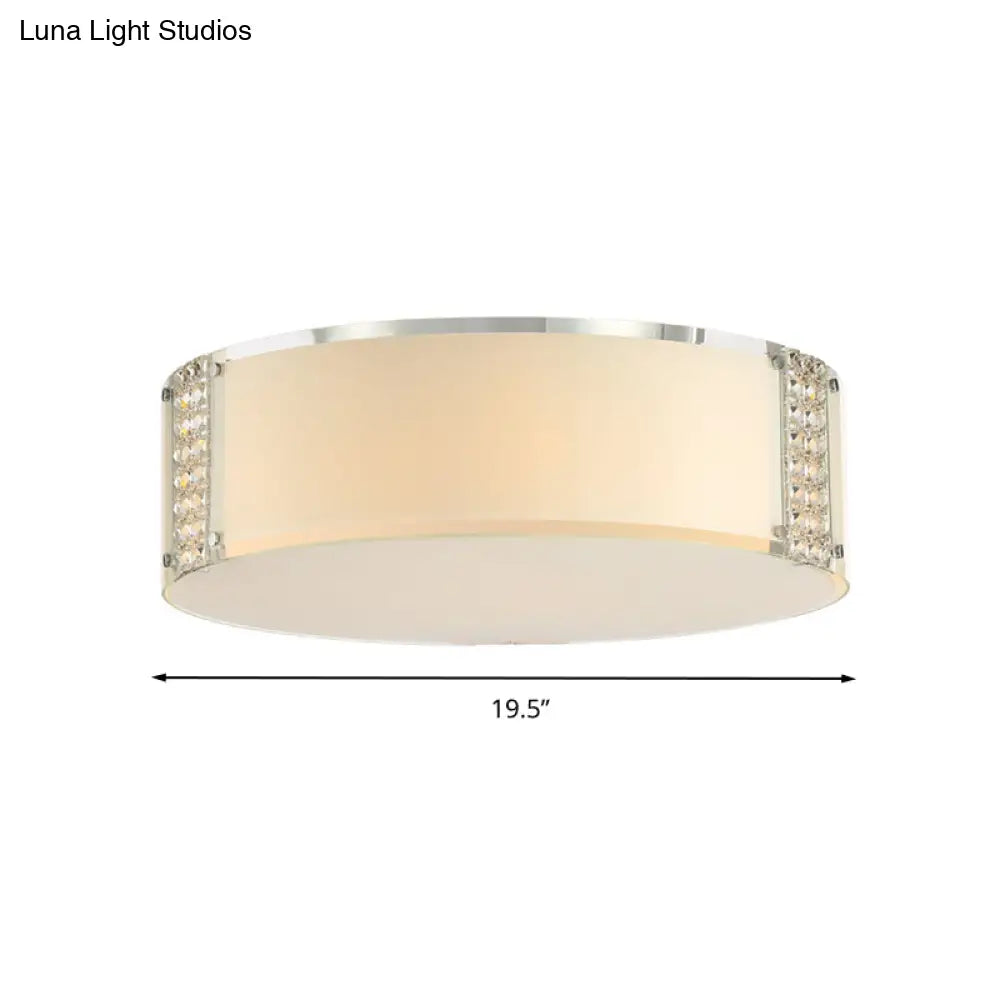Simple Style Crystal Ceiling Light With 8 Chrome Heads - Bedroom Flush Mount Fixture