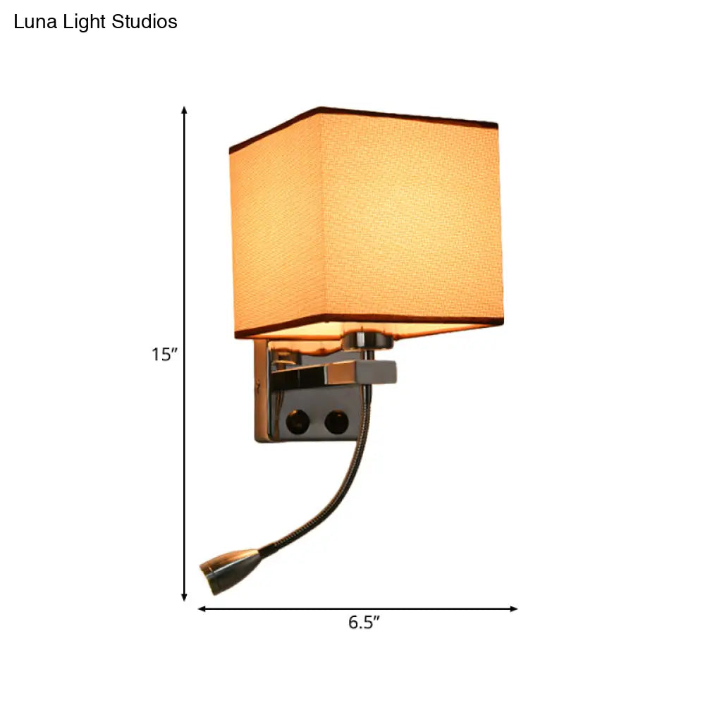 Simple Style Fabric Wall Sconce Light - Beige/Coffee Bedroom Mount