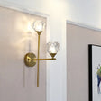 Simple Style Faceted Crystal 2-Head Gold Wall Mounted Lighting