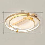 Simple Style Gold Loop Ceiling Flush Light - Metal Led Mount Fixture For Bedroom / 23.5’ Remote