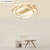 Simple Style Gold Loop Ceiling Flush Light - Metal Led Mount Fixture For Bedroom