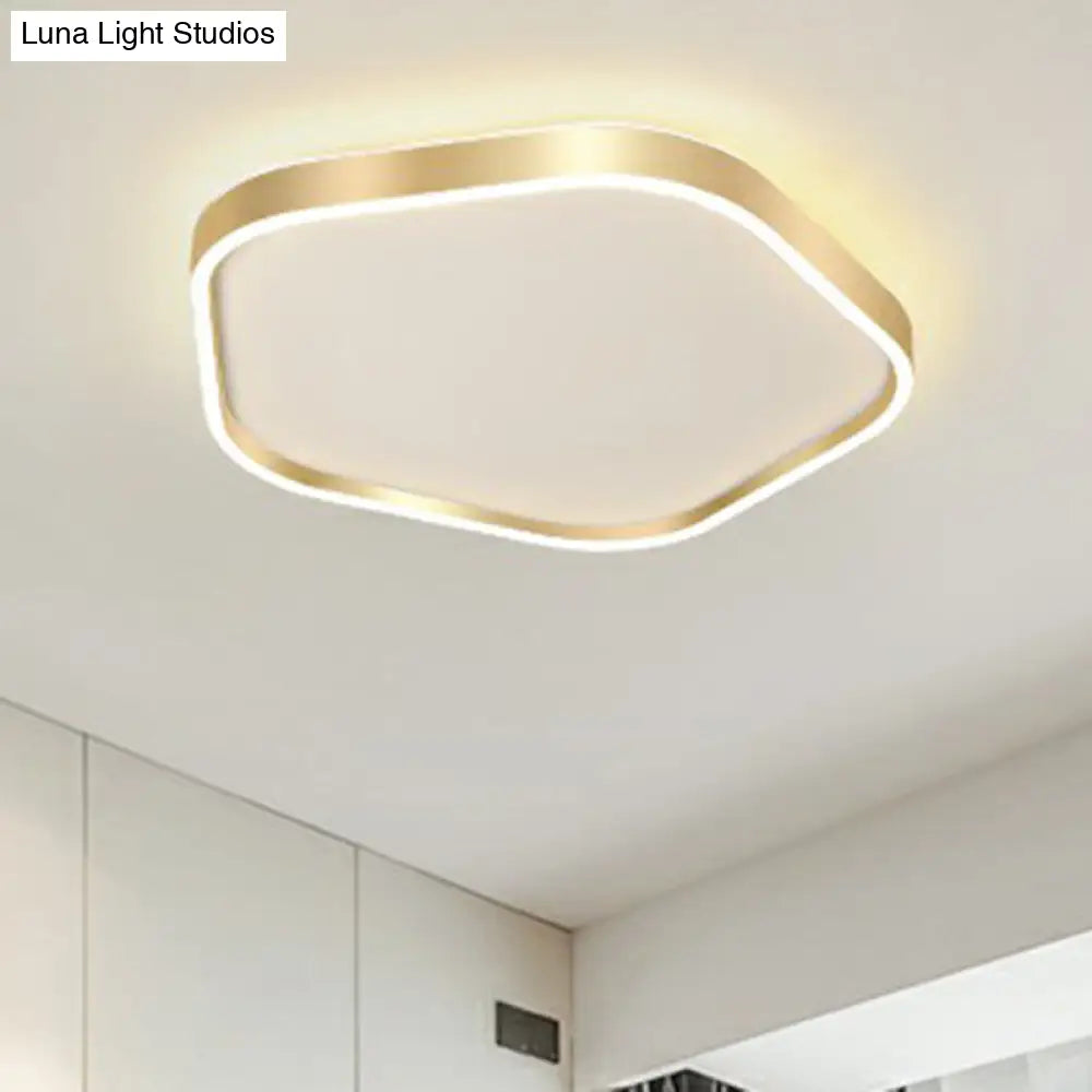 Simple Style Gold Pentagon Led Flush Mount Light For Bedroom Ceiling