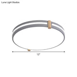 Simple Style Gray Macaron Drum Ceiling Lamp - Led Flush Mount Lighting In 12’/16’/19.5’