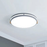 Simple Style Gray Macaron Drum Ceiling Lamp - Led Flush Mount Lighting In 12’/16’/19.5’