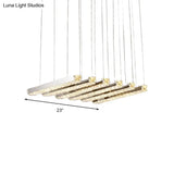 Simple Style K9 Crystal Chandelier - Linear Living Room Ceiling Light With 6/9 Silver Heads In