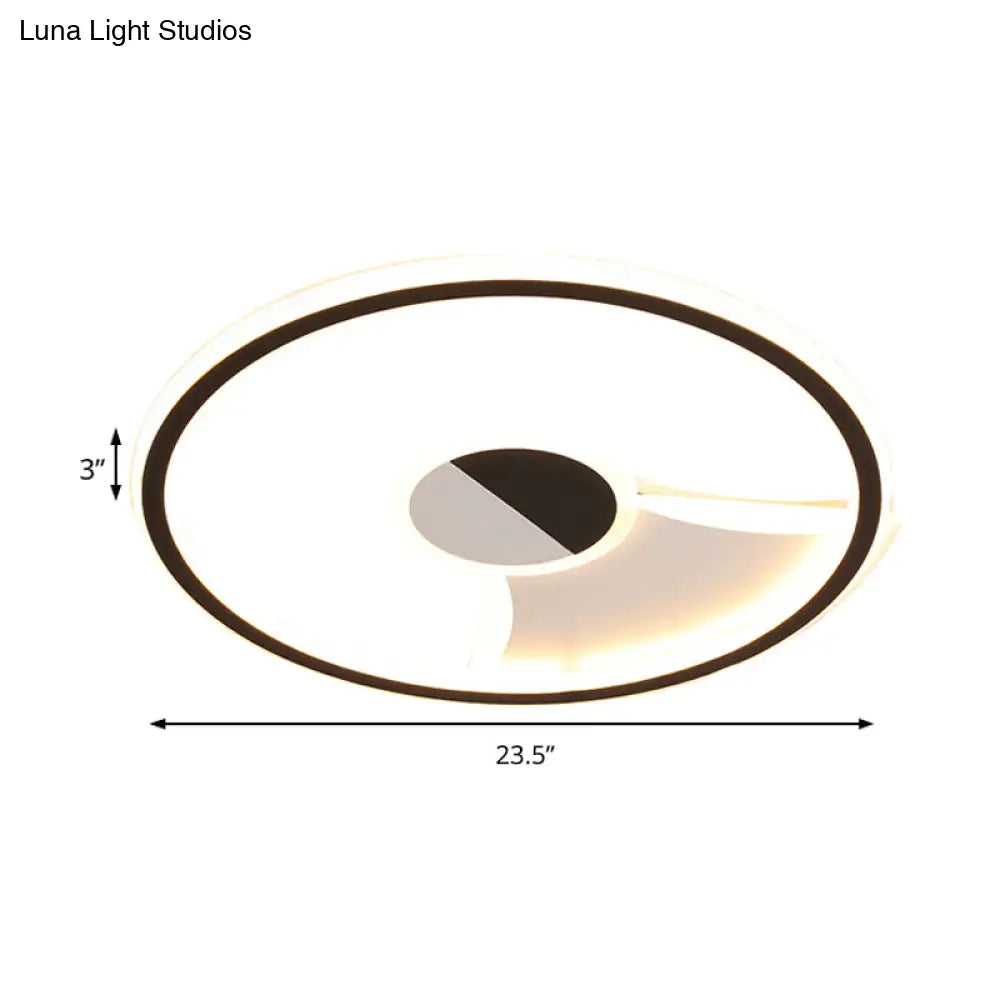 Simple Style Led Acrylic Flush Ceiling Light – Black/White 16’/19.5’/23.5’ Dia Lamp For