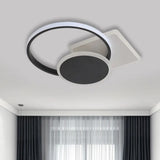 Simple Style Led Ceiling Lamp In Black With Acrylic Design Warm/White Light 16.5/20.5 Width