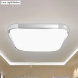 Simple Style Led Flush Ceiling Light White/Silver With Acrylic Diffuser - Ideal For Living Room
