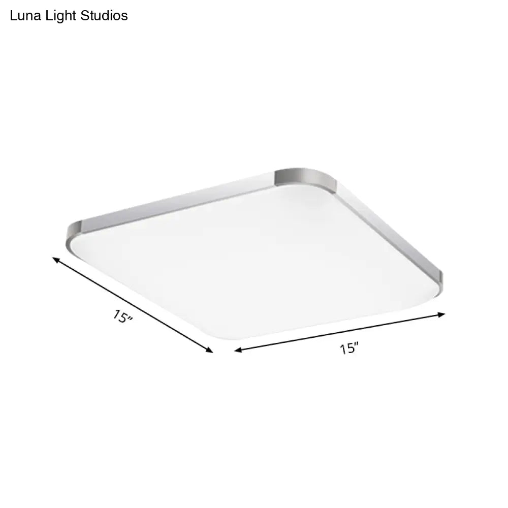Simple Style Led Flush Ceiling Light White/Silver With Acrylic Diffuser - Ideal For Living Room