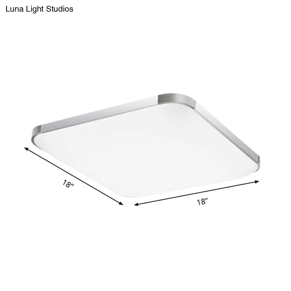 Simple Style Led Flush Ceiling Light White/Silver With Acrylic Diffuser - Ideal For Living Room