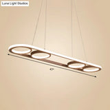 Simple Style Metal Island Lighting Coffee Led Ceiling Pendant Light In Warm/White 39/47 Wide Oval