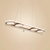 Simple Style Metal Island Lighting Coffee Led Ceiling Pendant Light In Warm/White 39/47 Wide Oval