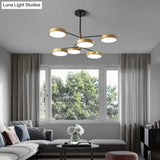 Simple Style Metal Pendant Lighting with 6 Heads Gold/White - Branch Living Room Hanging Ceiling Light