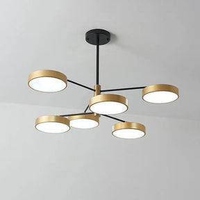 Simple Style Metal Pendant Lighting with 6 Heads Gold/White - Branch Living Room Hanging Ceiling Light Gold