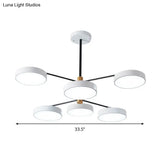 Simple Style Metal Pendant Lighting with 6 Heads Gold/White - Branch Living Room Hanging Ceiling Light