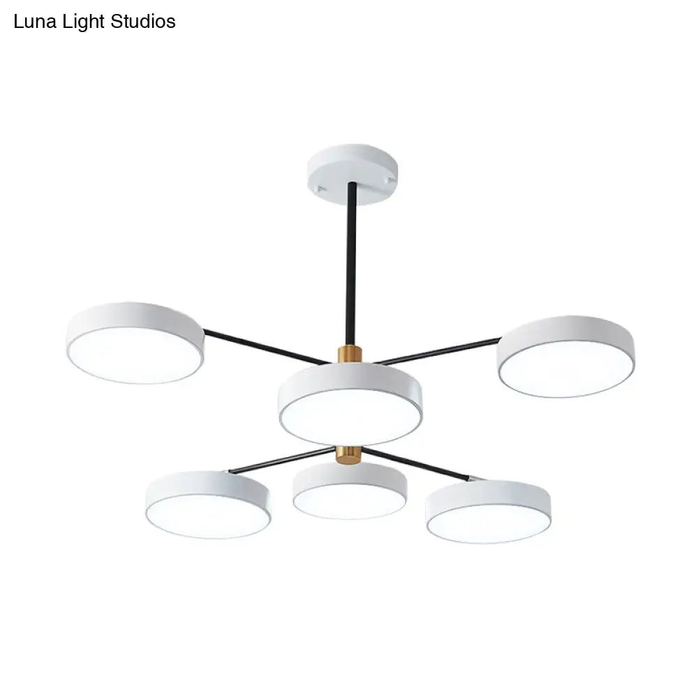 Simple Style Metal Pendant Lighting with 6 Heads Gold/White - Branch Living Room Hanging Ceiling Light