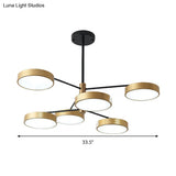 Simple Style Metal Pendant Lighting with 6 Heads Gold/White - Branch Living Room Hanging Ceiling Light