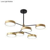 Simple Style Metal Pendant Lighting with 6 Heads Gold/White - Branch Living Room Hanging Ceiling Light