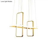 Simple Style Metal Rectangle Ceiling Pendant Light With Black/Gold Finish - Warm/White Island