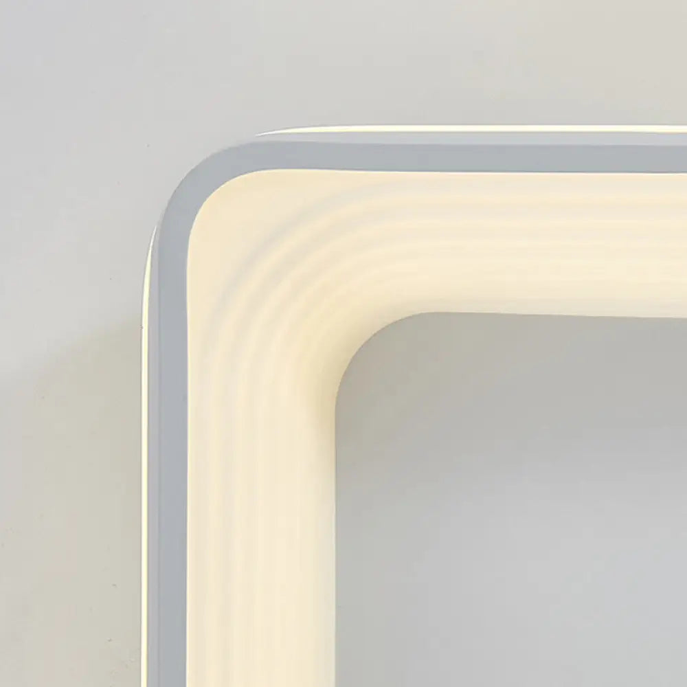 Simple Style Metal Square Flush Light - 19 Or 25 Wide Led Ceiling Mounted Fixture With Stepless