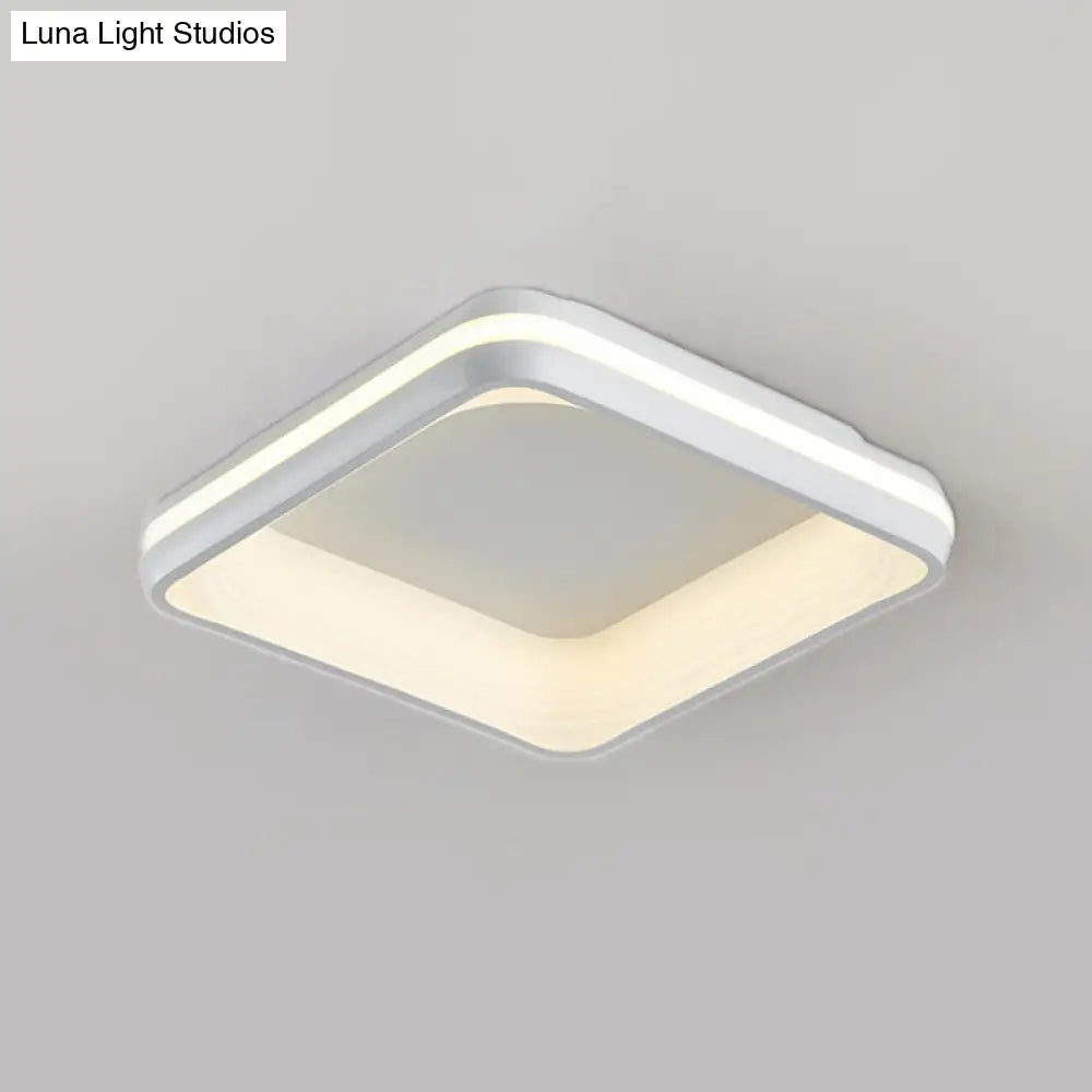 Simple Style Metal Square Flush Light - 19’ Or 25’ Wide Led Ceiling Mounted Fixture With