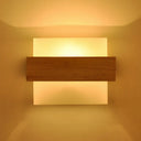 Simple Style White Glass 1-Light Sconce With Wood Brace For Square Corridor Wall Lighting